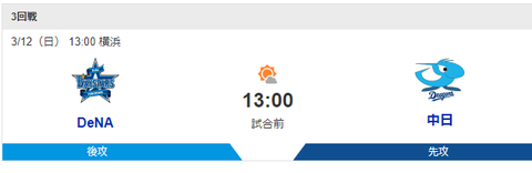 【実況・雑談】 3/12 中日vsDeNA（横浜）オープン戦 13:00～